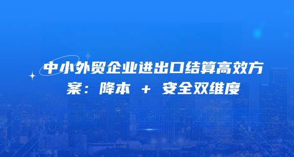 中小外贸企业进出口结算高效方案：降本 + 安全双维度